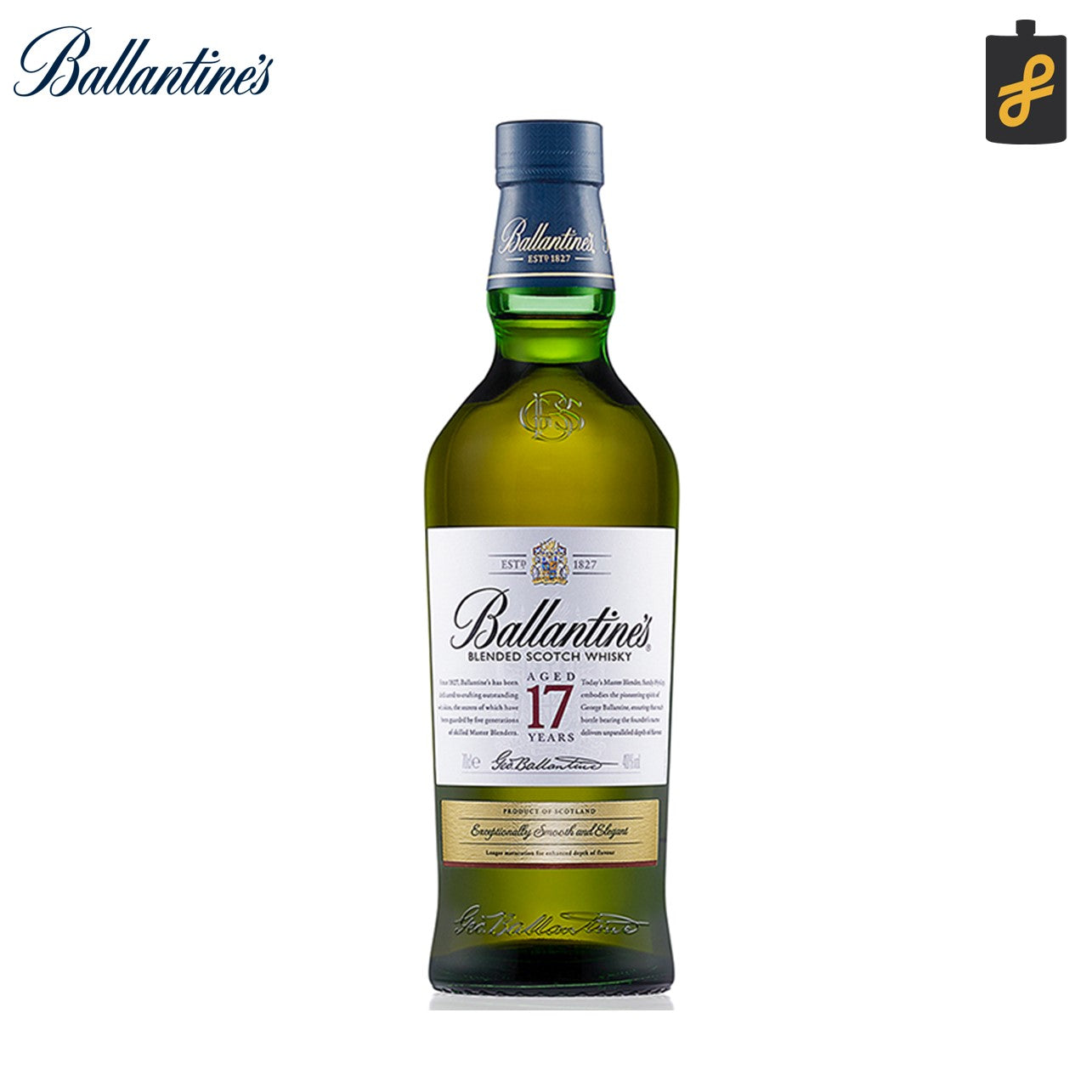 Ballantines 17 Year Old Blended Scotch Whisky 750mL – Flasked