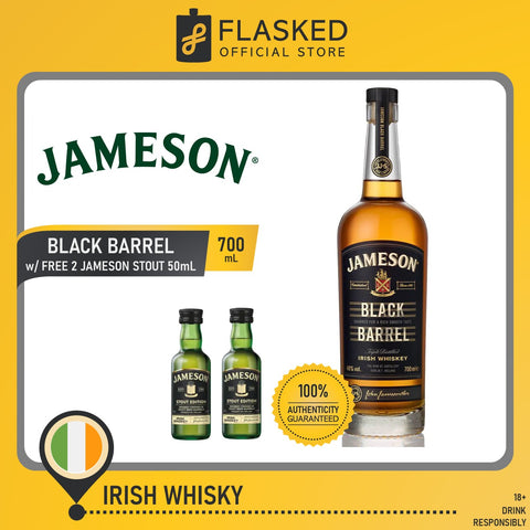 Jameson Black Barrel Irish Whiskey 700mL with FREE 2 Jameson Stout 50ml