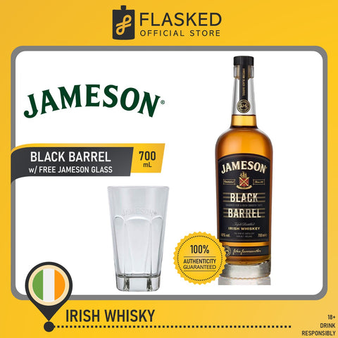 Jameson Black Barrel Irish Whiskey 700mL with FREE 1 Jameson Glass + FREE Glass & Bottle Engraving