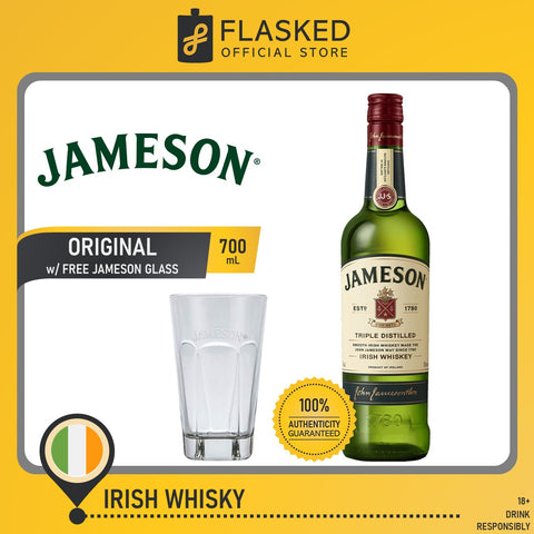 Jameson Irish Whiskey 700mL with FREE 1 Jameson Glass + FREE Glass & Bottle Engraving