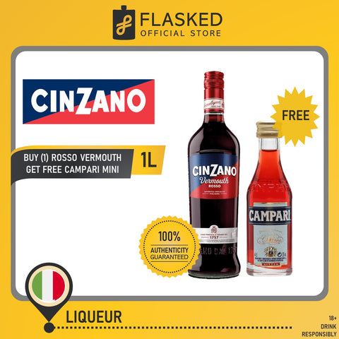 Cinzano Rosso Vermouth 1L w/ FREE Campari Bitter Mini 50mL