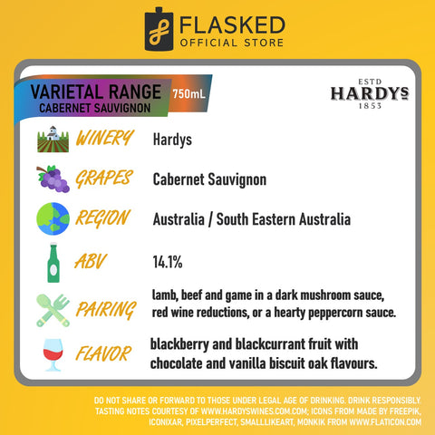 Hardy's Varietal Range Cabernet Sauvignon Red Wine 750mL