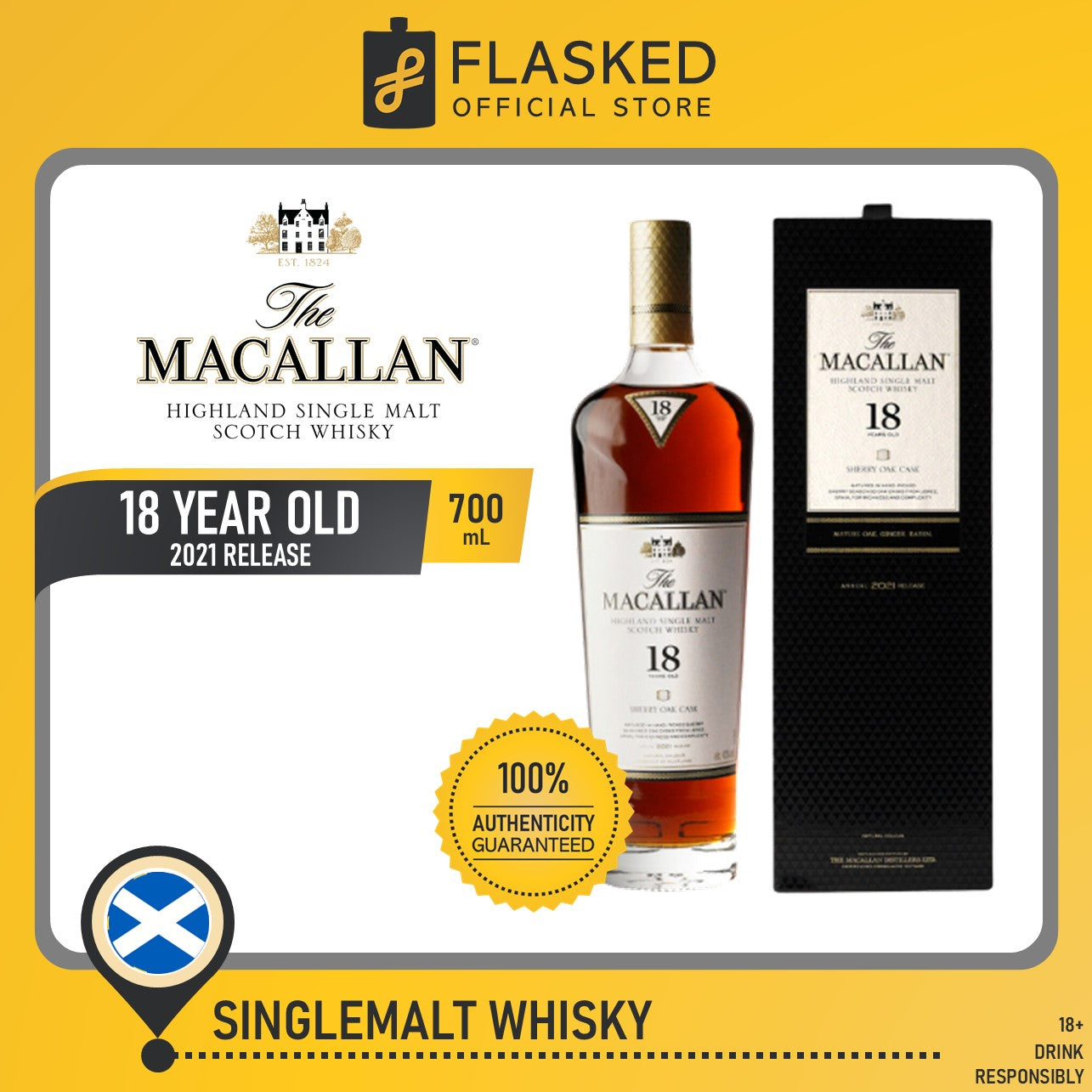 The Macallan 18 Year Old Sherry Oak 2021 700mL