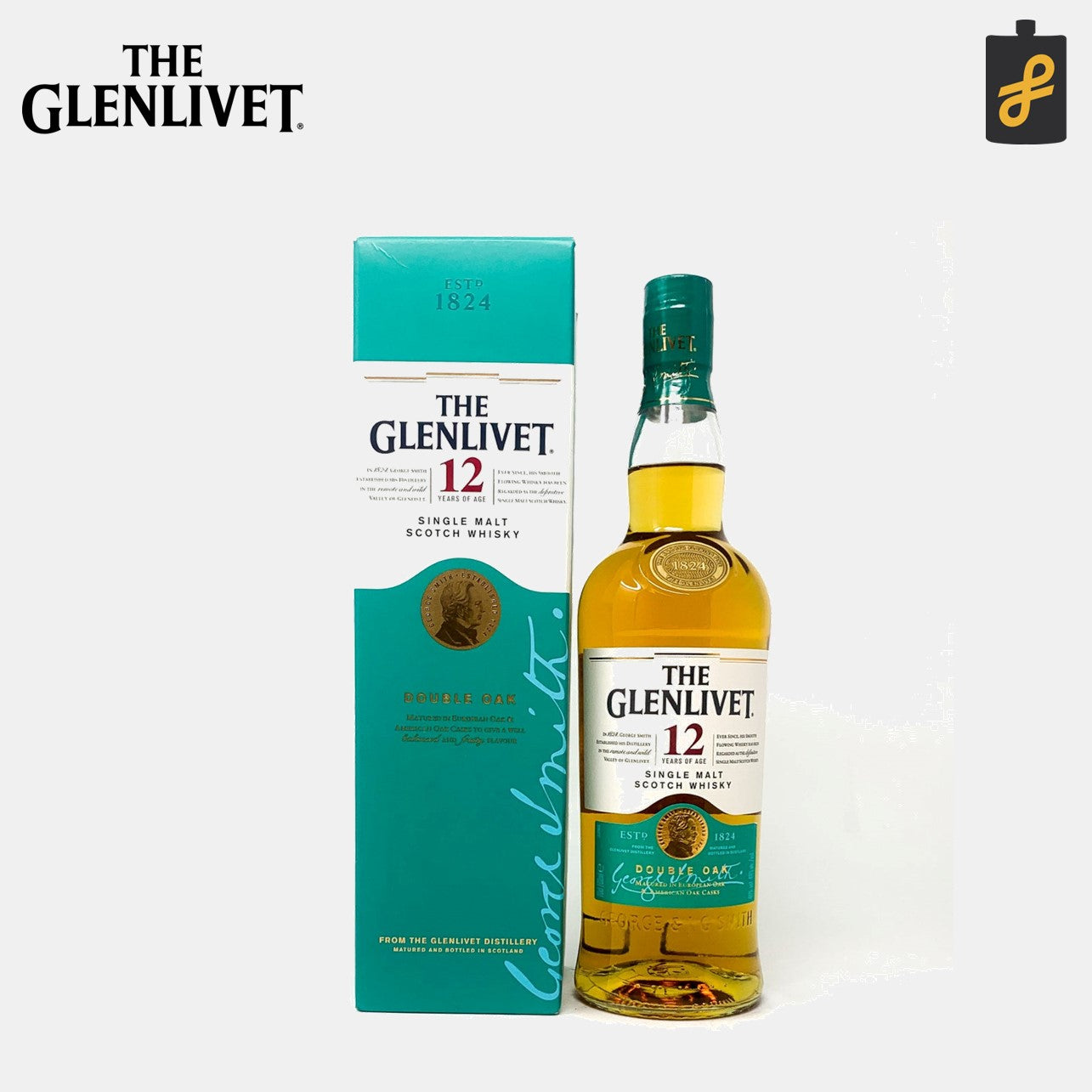 Glenlivet 12 Year Old Double Oak 700mL With Free Rock Glass