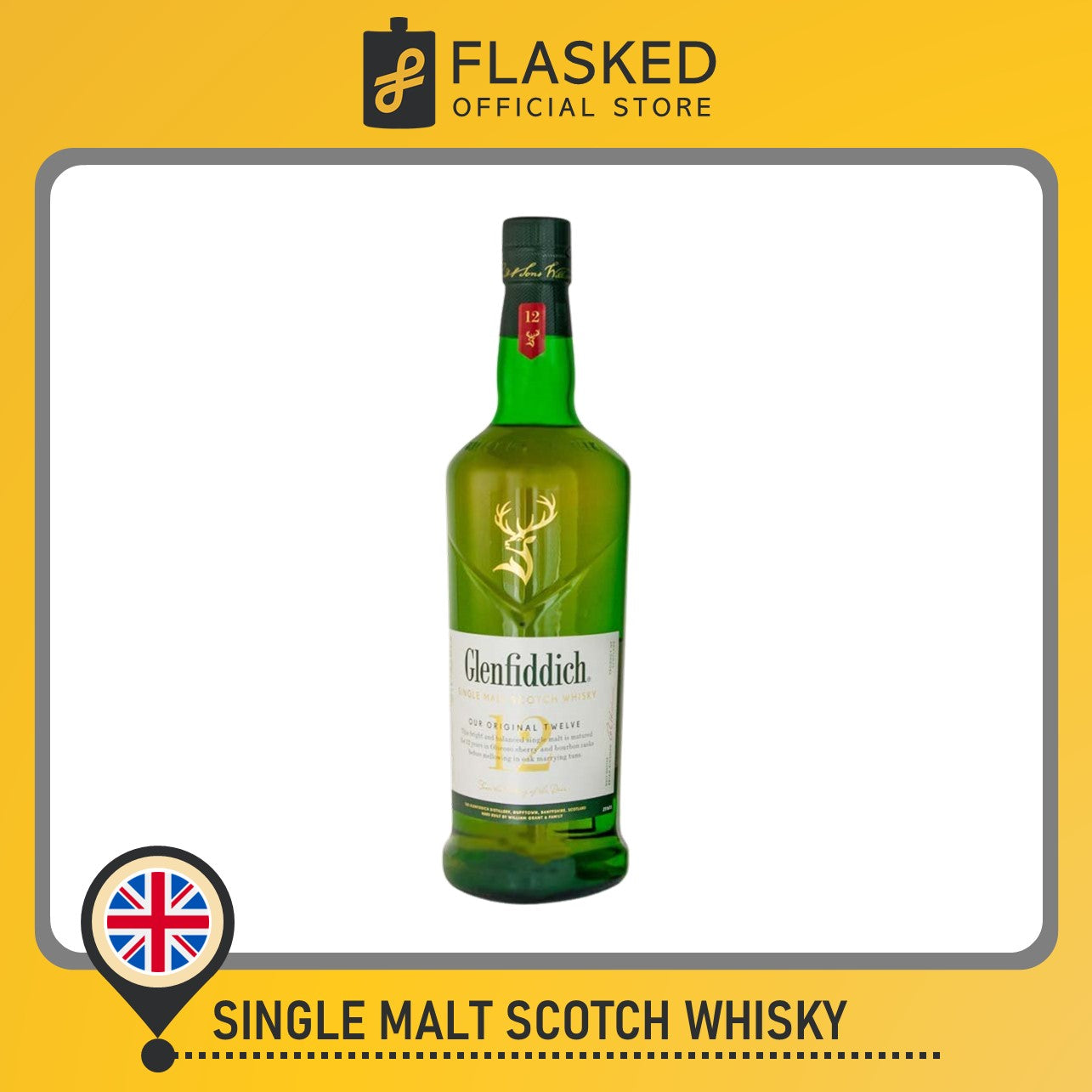 Glenfiddich 12 Year Old Single Malt Scotch Whisky 1L