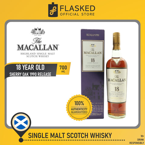 The Macallan 18 Year Old Sherry Oak 1990 Release 700mL