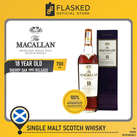 The Macallan 18 Year Old Sherry Oak 1991 Release 700mL