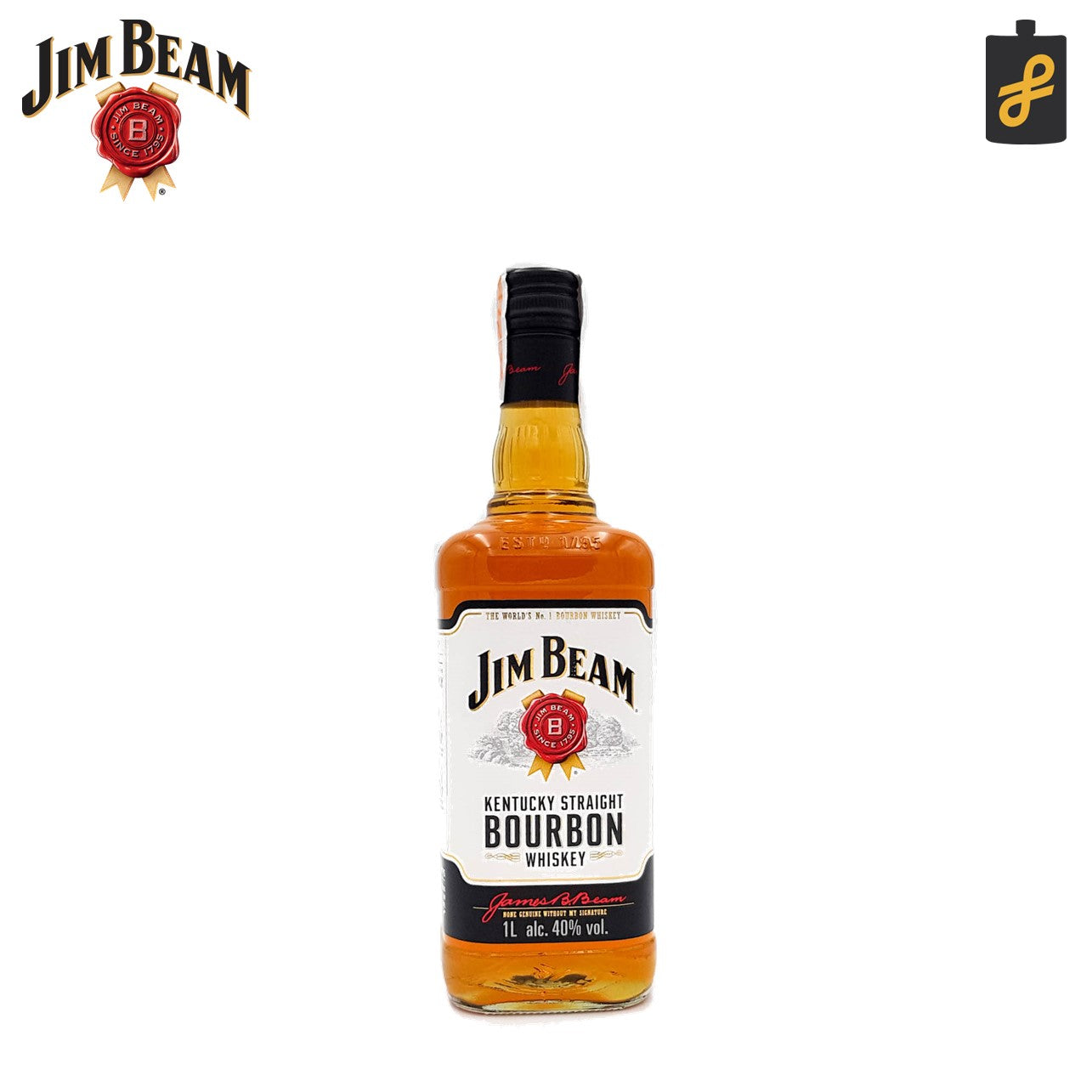 Jim Beam White Bourbon Whiskey 1L