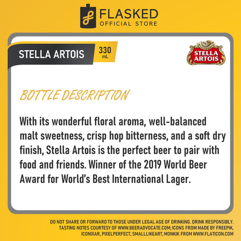 Stella Artois Belgian Beer 4 Bottles 330mL