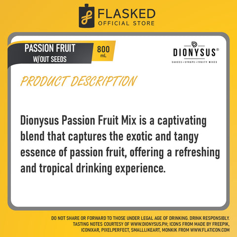 Dionysus Passion Fruit without seeds Fruity Mix 800ml