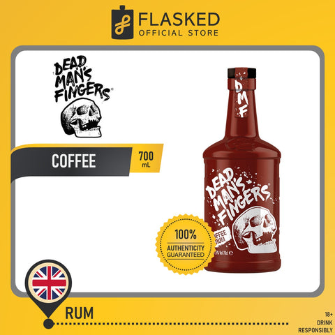 Dead Man's Fingers Coffee Flavored Rum 700mL W/ Free Skull Glass