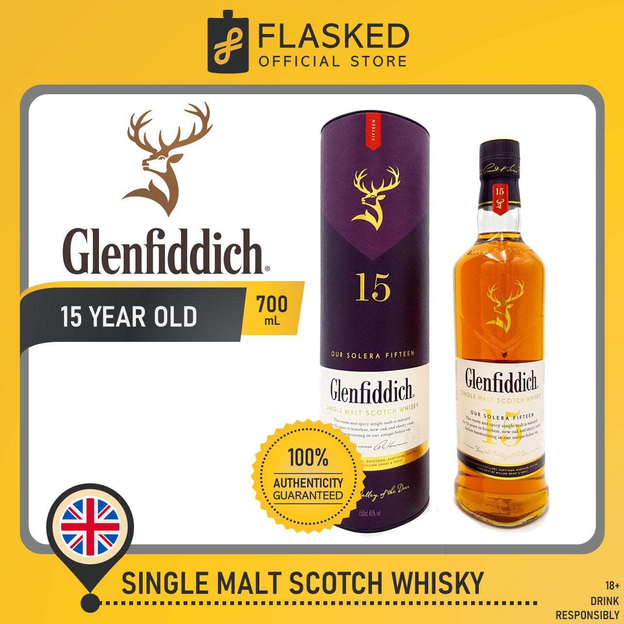 Glenfiddich 15 Year Old Whisky 700ml