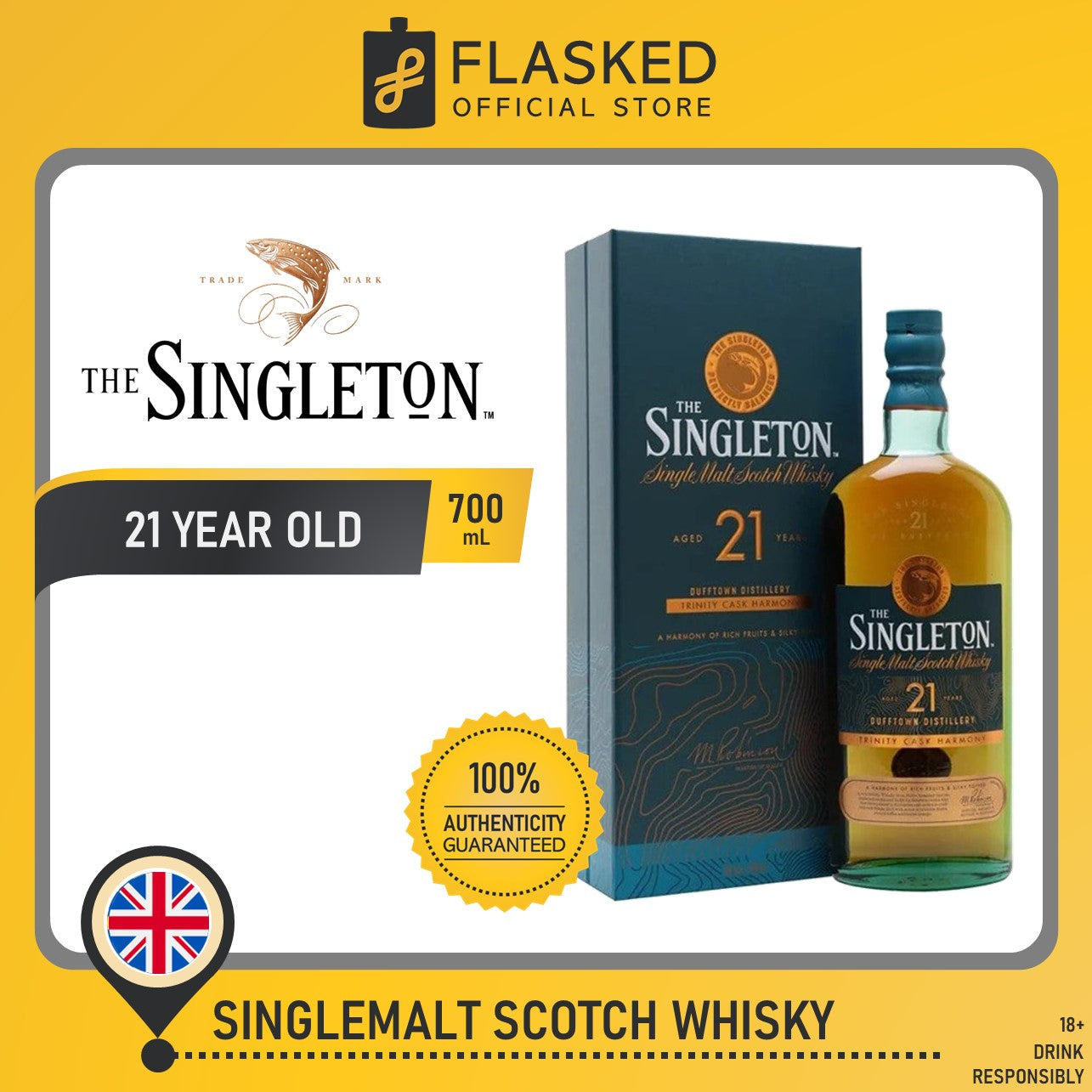 Singleton Dufftown 21 Year Old Whisky 700mL