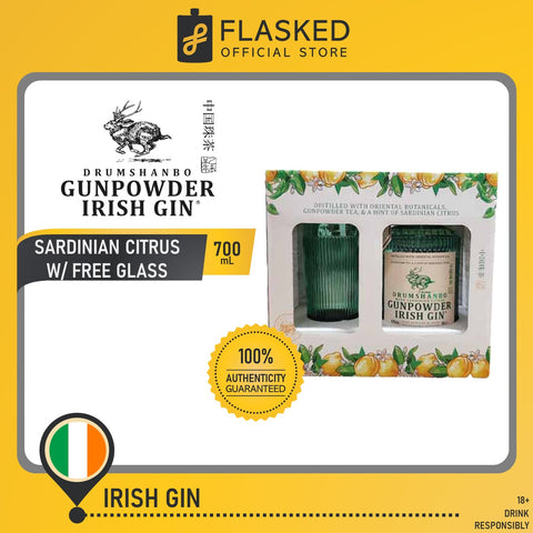 Drumshanbo Gunpowder Irish Gin Sardinian Citrus 700mL VAP w/ Glass