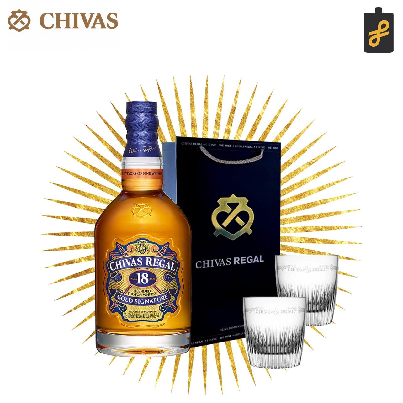 Chivas Regal 18 Year Old Gift Lab 750ml Free Engraving Free 2 Glasses