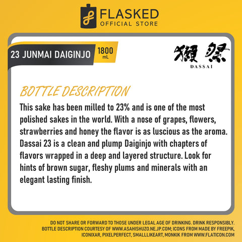 Dassai 23 Junmai Daiginjo Japanese Sake 1800mL