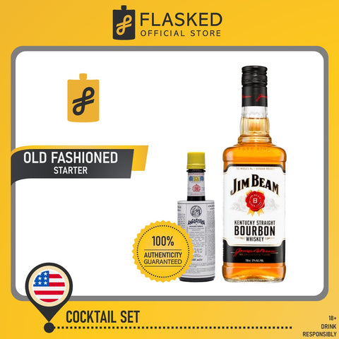 Old Fashioned Cocktail Set (Jim Beam Bourbon 750ml, Angostura Bitters 200ml)