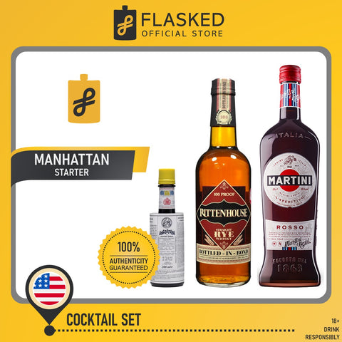 Manhattan Cocktail Set (Martini Rosso Vermouth 1L, Rittenhouse Rye Whisky 750ml, Angostura Bitters 200ml)