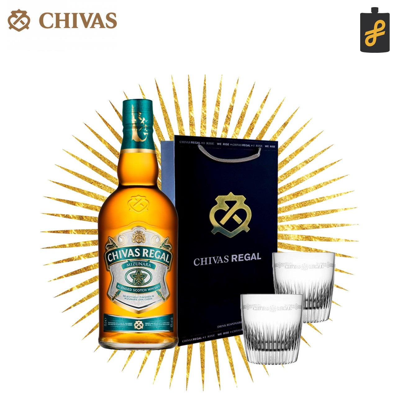 Chivas Regal Mizunara Gift Lab Blended Scotch Whisky 700mL Free Engraving Free 2 Glasses