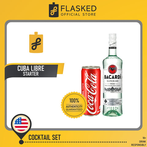 Cuba Libre Set (Bacardi Superior White Rum 750mL, Coca-Cola 330ml Can)