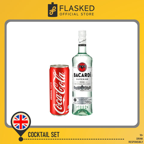 Cuba Libre Set (Bacardi Superior White Rum 750mL, Coca-Cola 330ml Can)