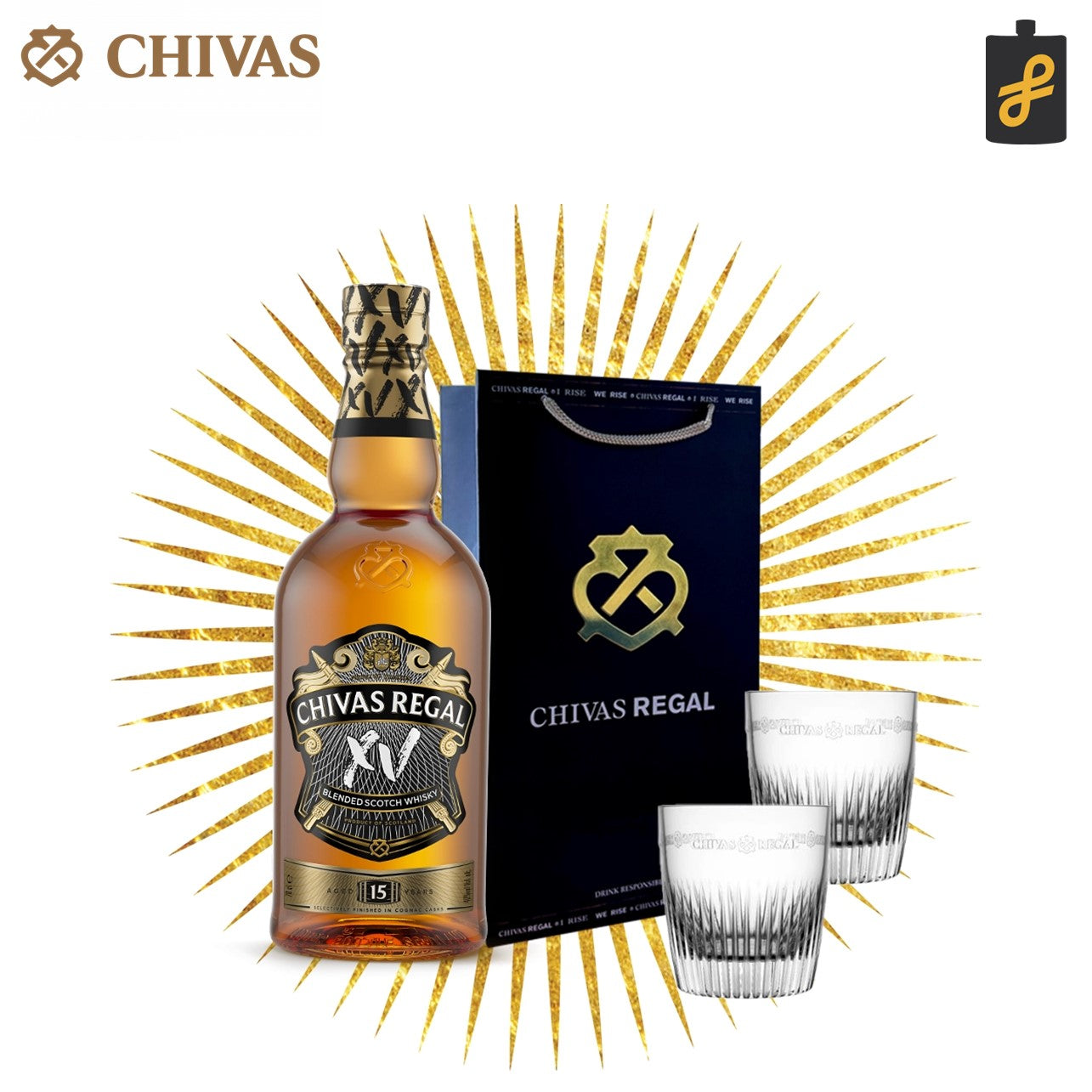 Chivas Regal XV Gift Lab Blended Scotch Whisky 15 Year Old 700mL Free Engraving Free 2 Glasses