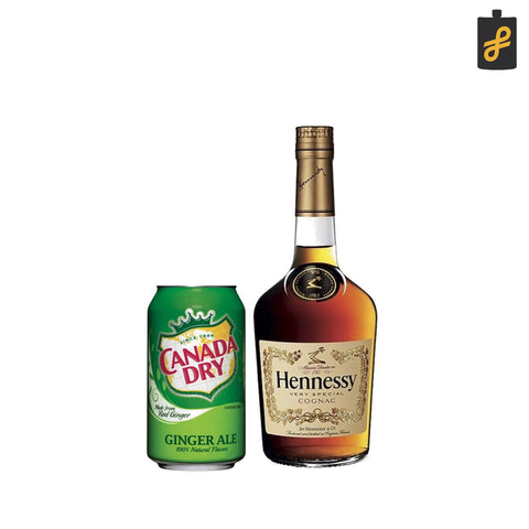 Hennessy Ginger Cocktail Set (Hennessy VS Cognac 700ml No Box,Canada Dry Ginger Ale 330mL)