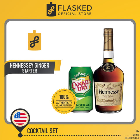 Hennessy Ginger Cocktail Set (Hennessy VS Cognac 700ml No Box,Canada Dry Ginger Ale 330mL)