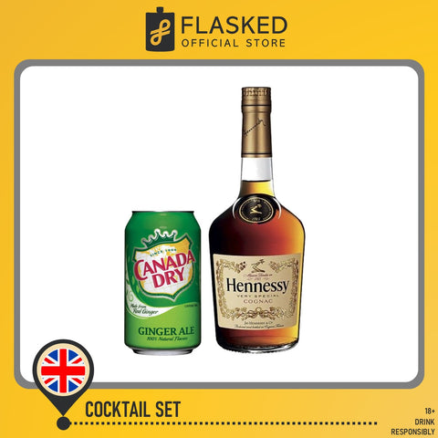 Hennessy Ginger Cocktail Set (Hennessy VS Cognac 700ml No Box,Canada Dry Ginger Ale 330mL)