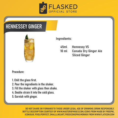 Hennessy Ginger Cocktail Set (Hennessy VS Cognac 700ml No Box,Canada Dry Ginger Ale 330mL)