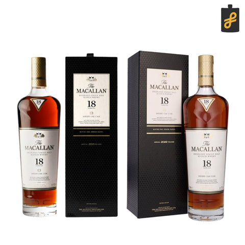 Double Macallan Premium Whisky Bundle (The Macallan 18 Sherry Oak 700ml 2021 & 2022 Release)