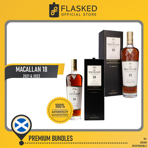 Double Macallan Premium Whisky Bundle (The Macallan 18 Sherry Oak 700ml 2021 & 2022 Release)