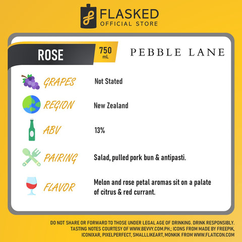 Pebble Lane Rose Wine 750ml w/ FREE Wine Glass