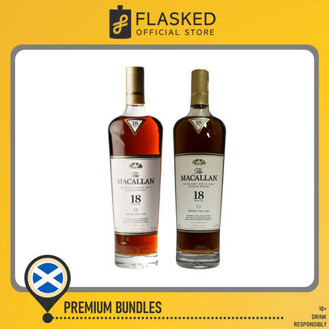 Double Macallan Premium Whisky Bundle (The Macallan 18 Sherry Oak 700ml 2021 & 2022 Release)