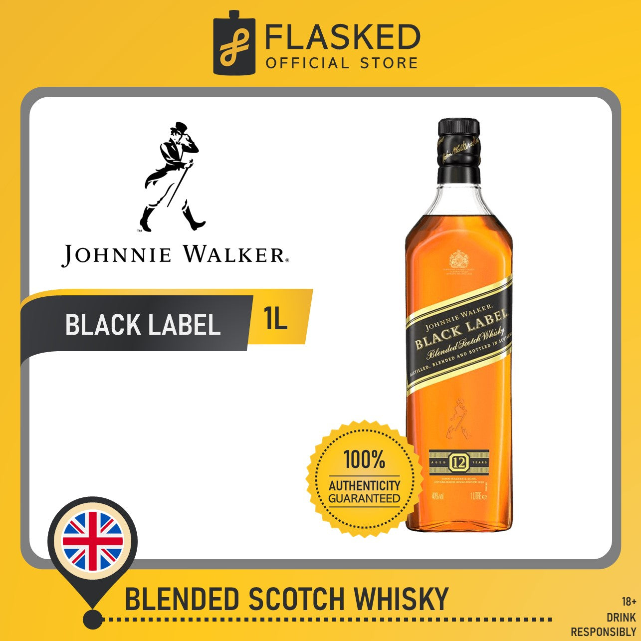 Johnnie Walker Black Label Whisky 1L