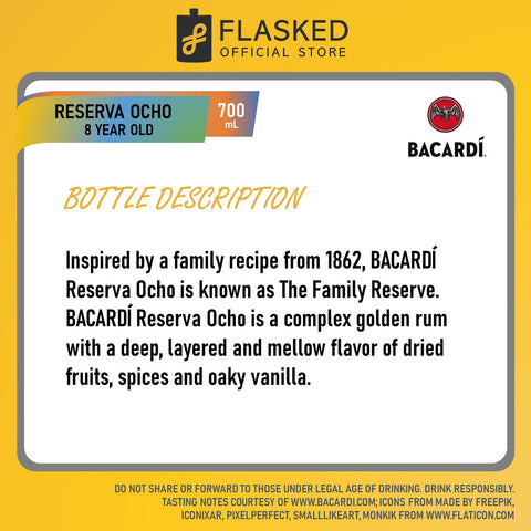 Bacardi Reserva Ocho 8 Year Old Rum 700mL