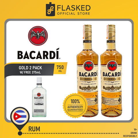 Bacardi Gold Rum 750mL 2 Set Free Superior White 375ml