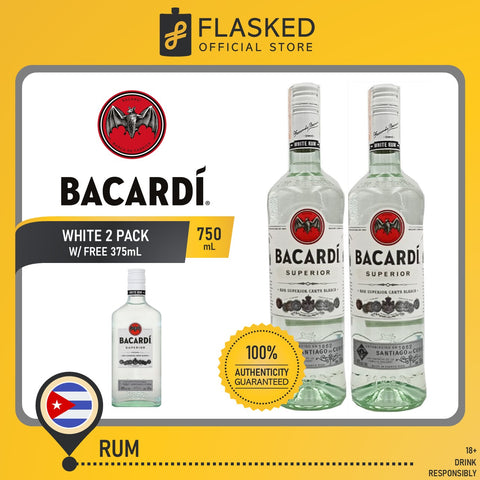 Bacardi Superior White Rum 750mL 2 Set Free Superior White 375ml