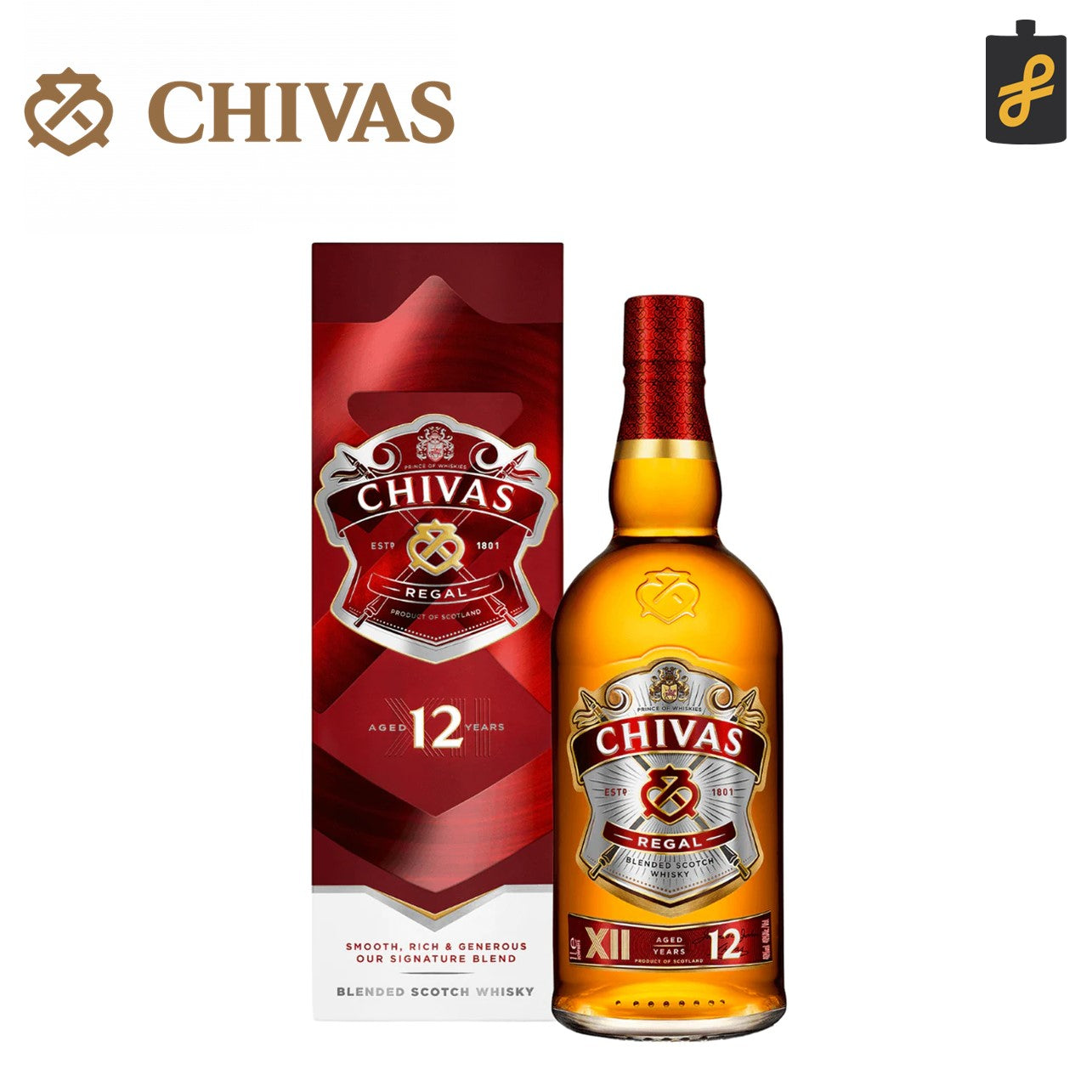 Chivas Regal 12 Year Old Gift Lab Whisky 1L Free Engraving