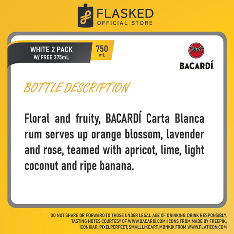 Bacardi Superior White Rum 750mL 2 Set Free Superior White 375ml