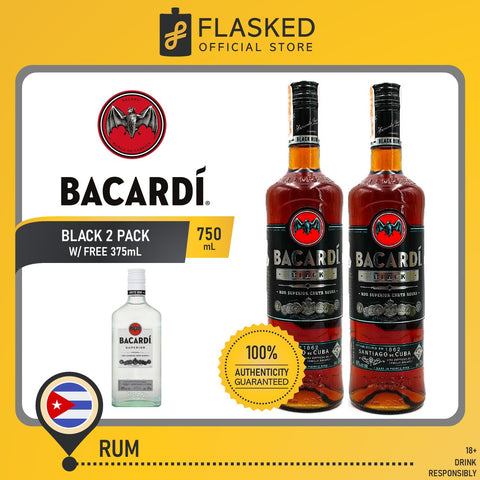 Bacardi Premium Black Rum 750mL 2 Set Free Superior White 375ml