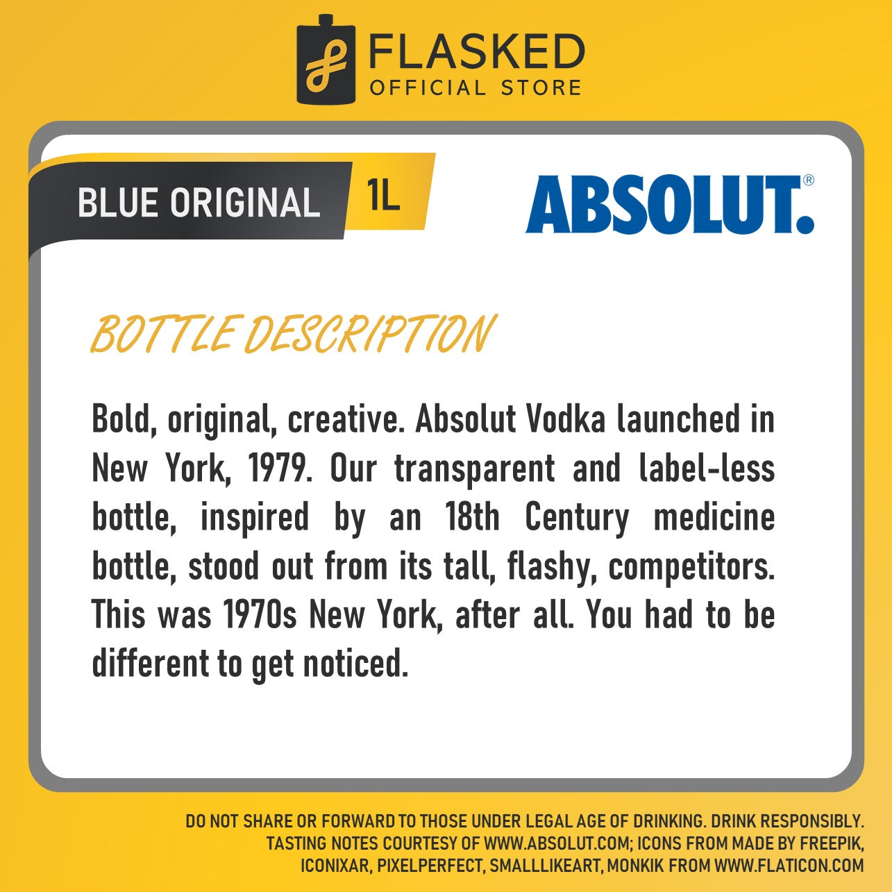 Absolut Blue Vodka 1L