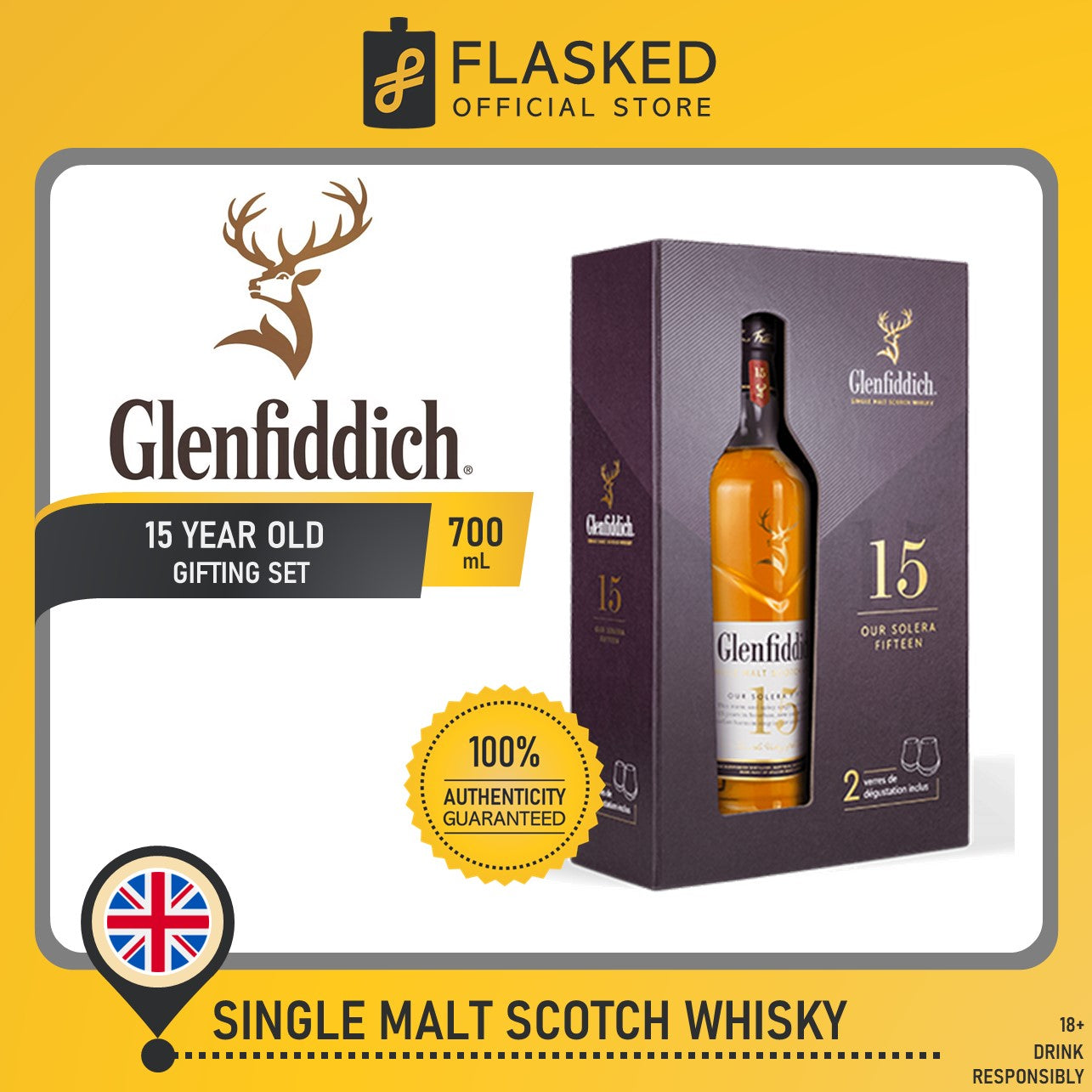 Glenfiddich 15 Year Old Whisky 700ml