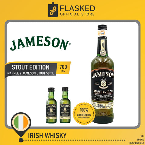 Jameson Irish Whiskey Stout Edition 700mL with FREE 2 Jameson Stout 50ml