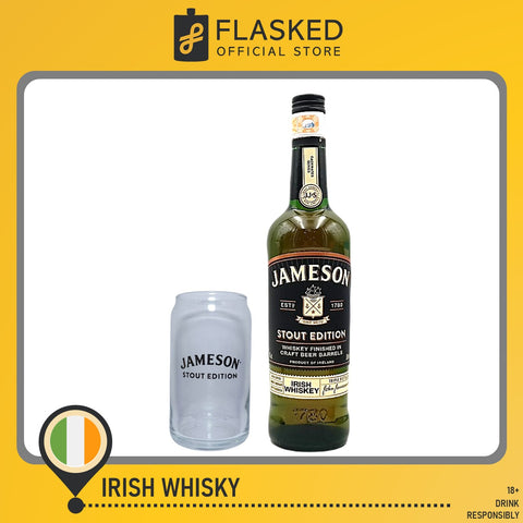 Jameson Irish Whiskey Stout Edition 700mL with FREE 1 Jameson Glass + FREE Glass & Bottle Engraving