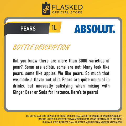 Absolut Pears Vodka 1L