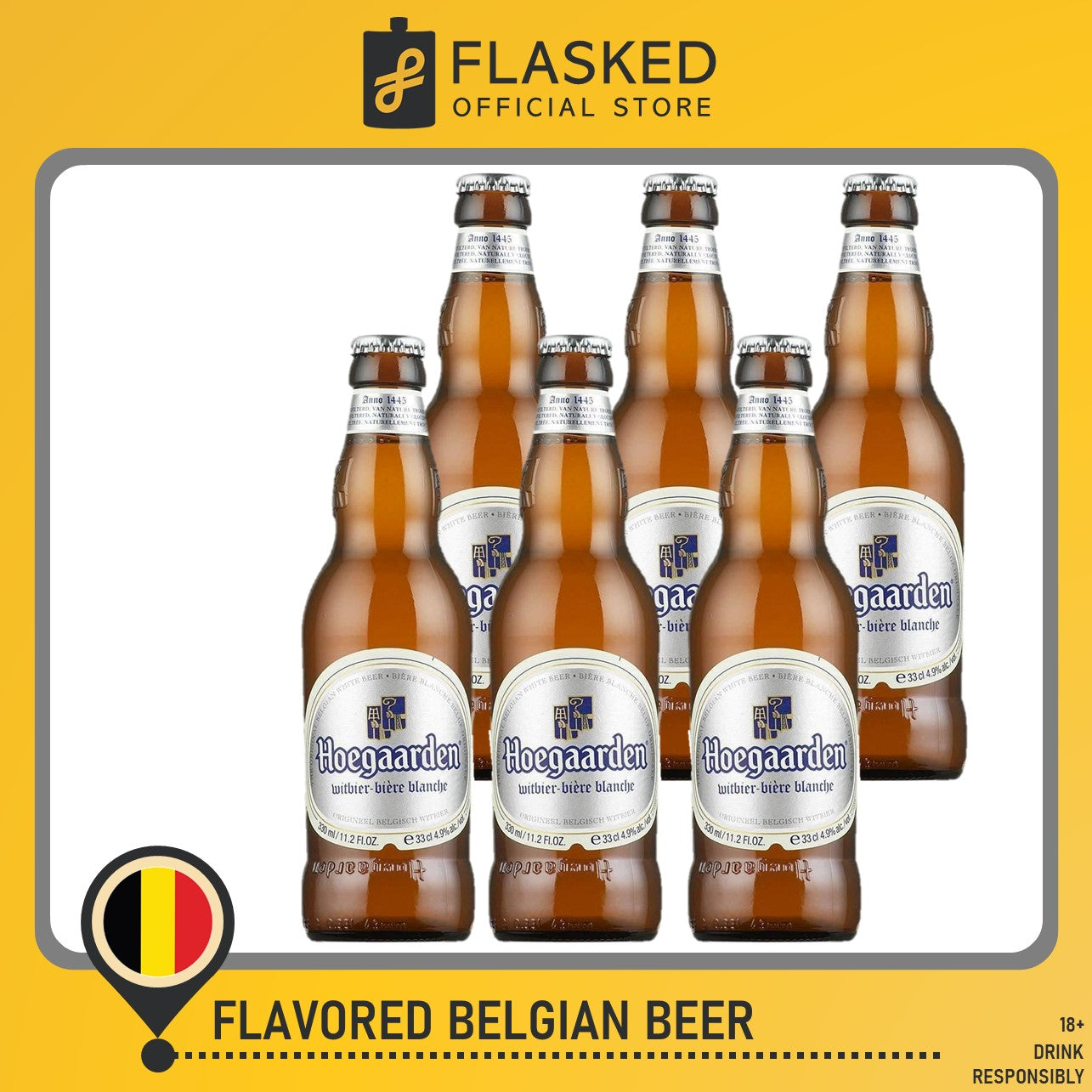 Hoegaarden White Belgian Beer 6 Bottles 330mL – Flasked Liquor Store