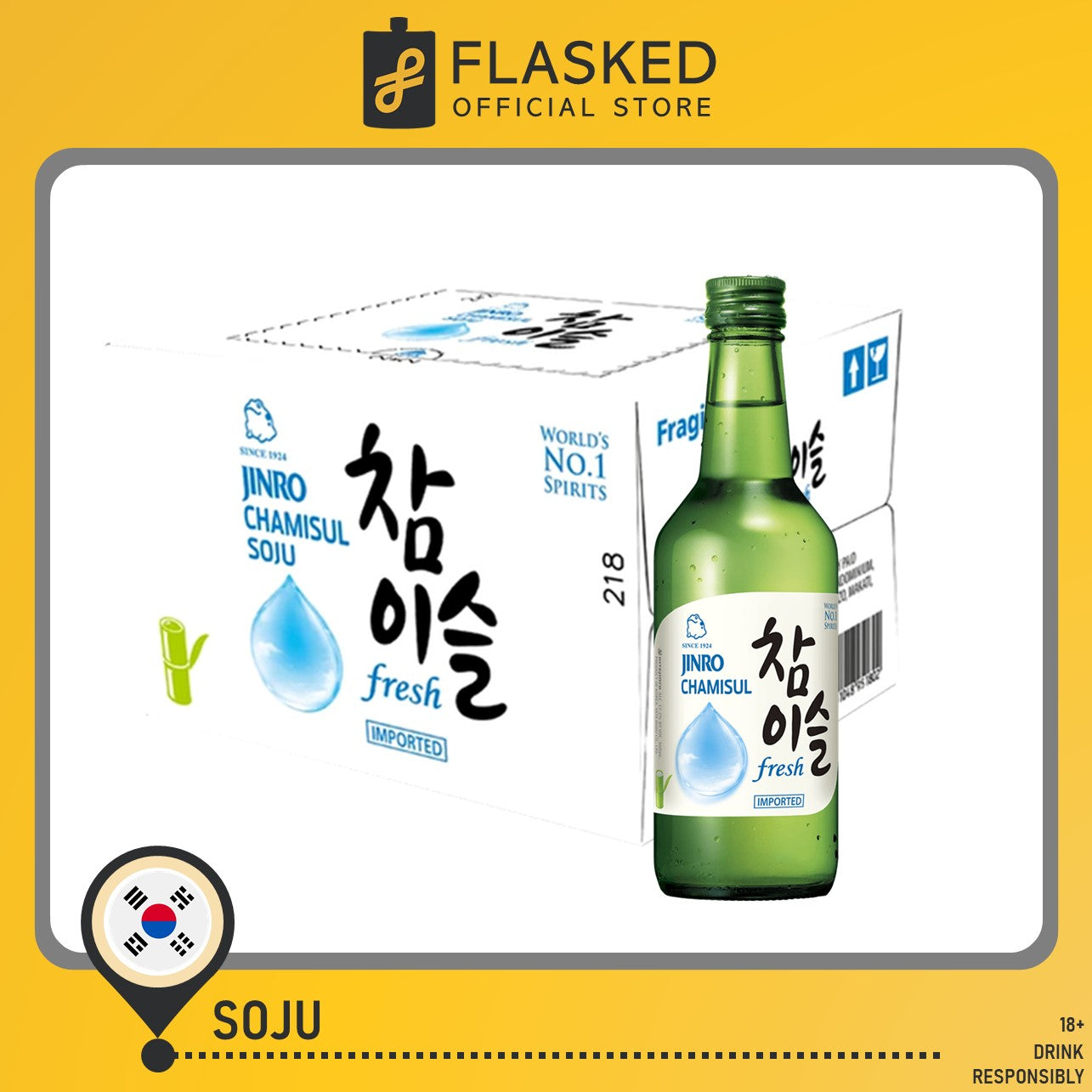 Jinro Chamisul Soju Fresh 1 Case 360mL – Flasked Liquor Store