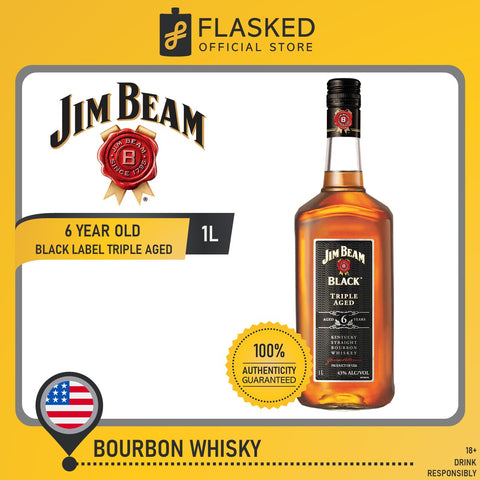 Jim Beam 6 Year Old Black Triple Aged Kentucky Straight Bourbon Whiskey 1L