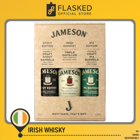 Jameson Trilogy Gift Pack Irish Whiskey Original, Stout Edition, & IPA Edition 700mL